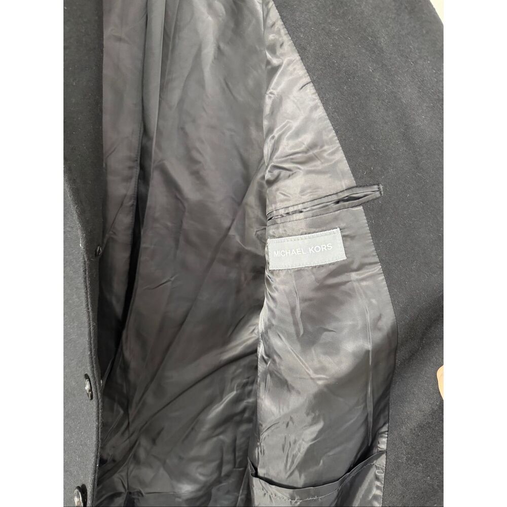 Michael Kors Kavon Classic Fit Wool Blend Black Overcoat Size 38R  NEW - Picture 7 of 8
